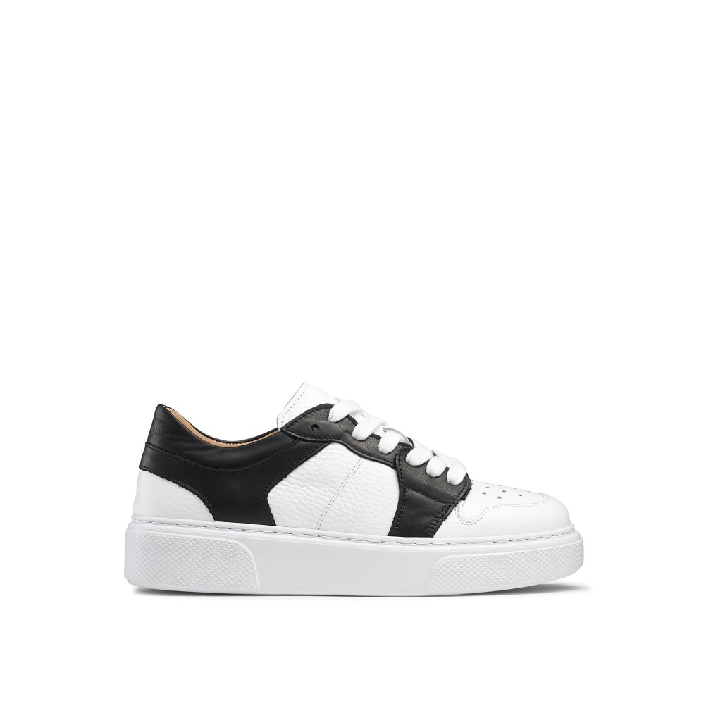 White / Black Russell And Bromley Prince Low Low Top Women\'s Platform Shoes | CA-5170I