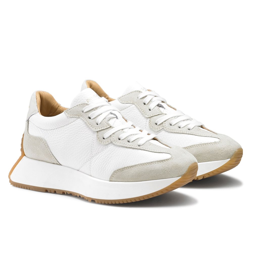 White / Grey Russell And Bromley Hourglass Flared Sole Women's Sneakers | CA-2961M