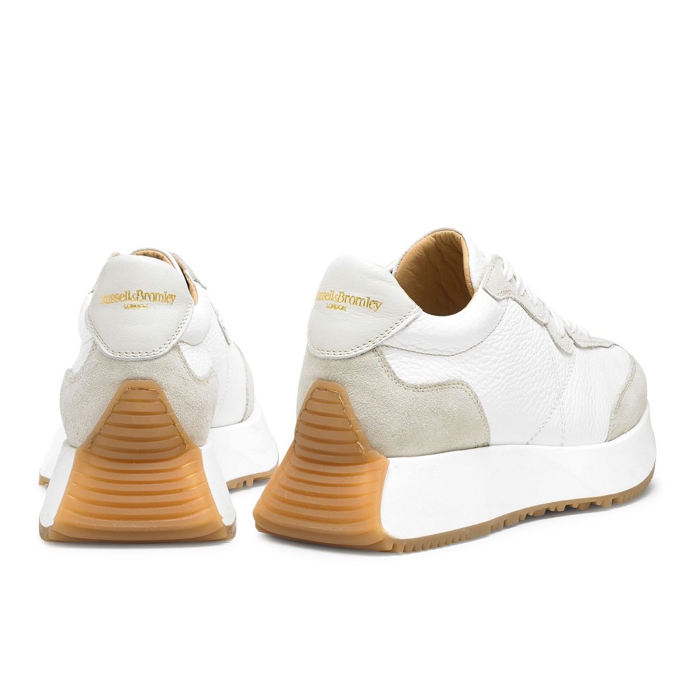 White / Grey Russell And Bromley Hourglass Flared Sole Women's Sneakers | CA-2961M