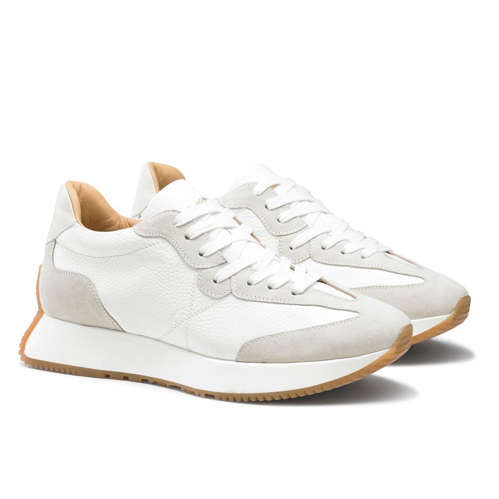 White / Grey Russell And Bromley Hourglass M Flared Sole Men's Sneakers | CA-6310U