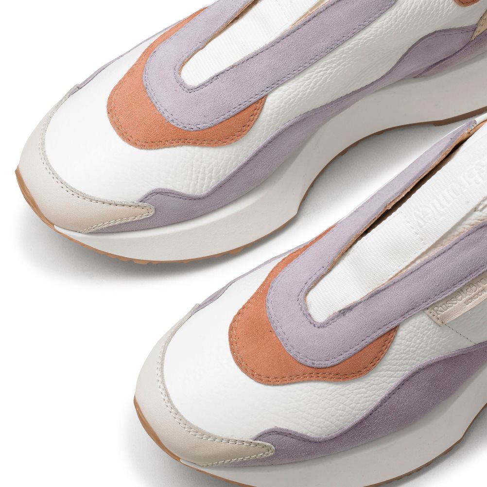 White / Lavender Russell And Bromley Timeless Flared Laceless Women's Sneakers | CA-4523N