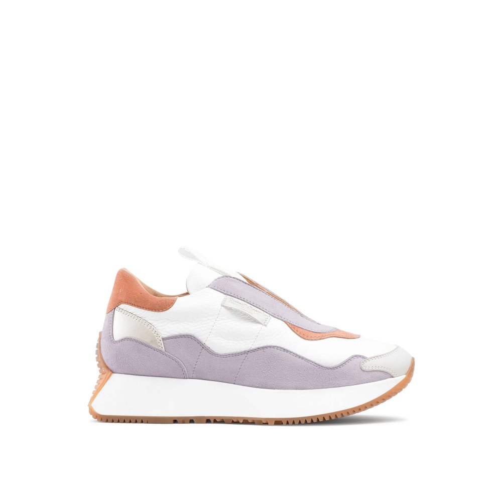 White / Lavender Russell And Bromley Timeless Flared Laceless Women\'s Sneakers | CA-4523N