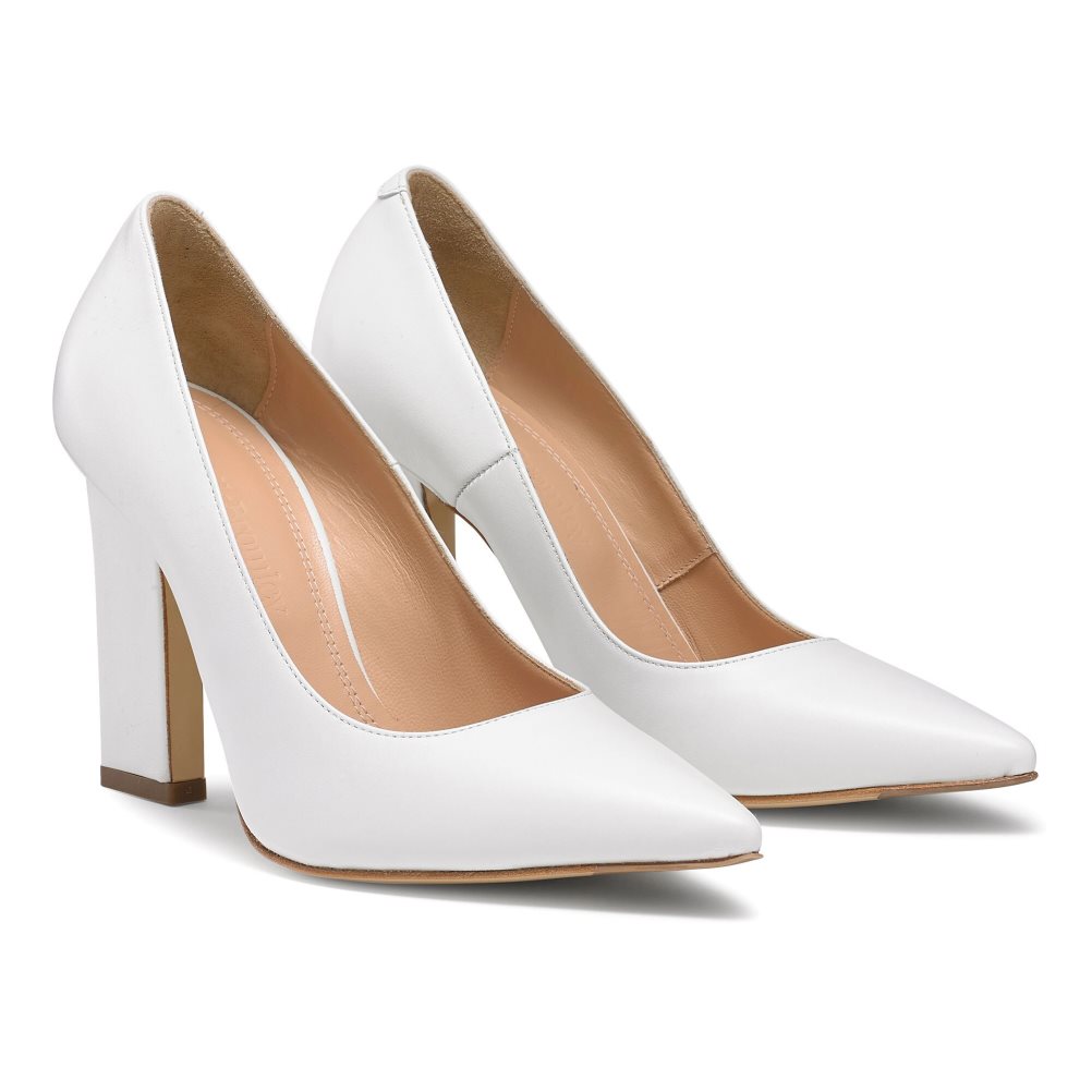 White Russell And Bromley 100point Blade Court Women's Heels | CA-3147M