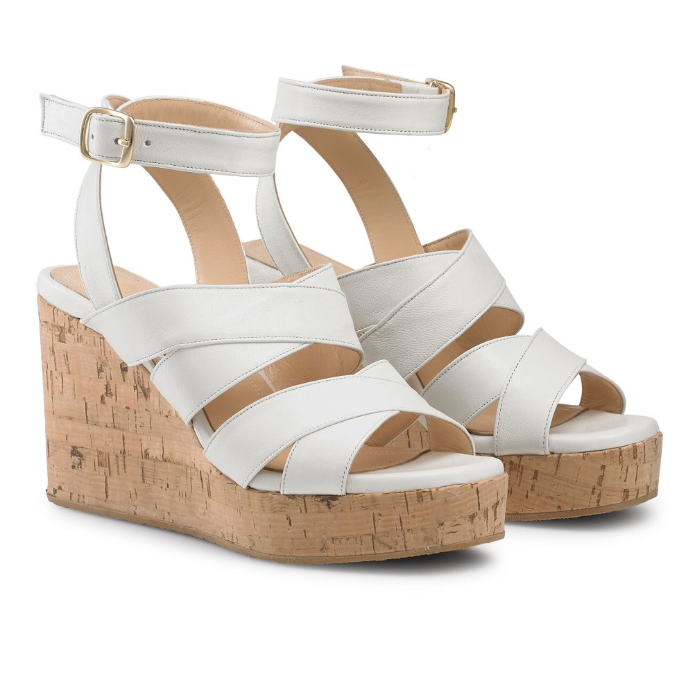 White Russell And Bromley Bliss Strappy Women's Wedges | CA-6487V
