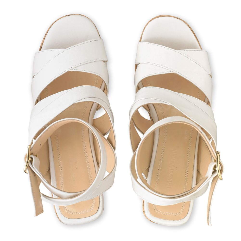 White Russell And Bromley Bliss Strappy Women's Wedges | CA-6487V