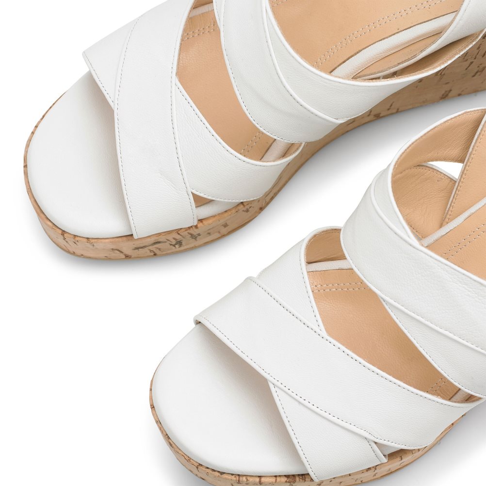White Russell And Bromley Bliss Strappy Women's Wedges | CA-6487V