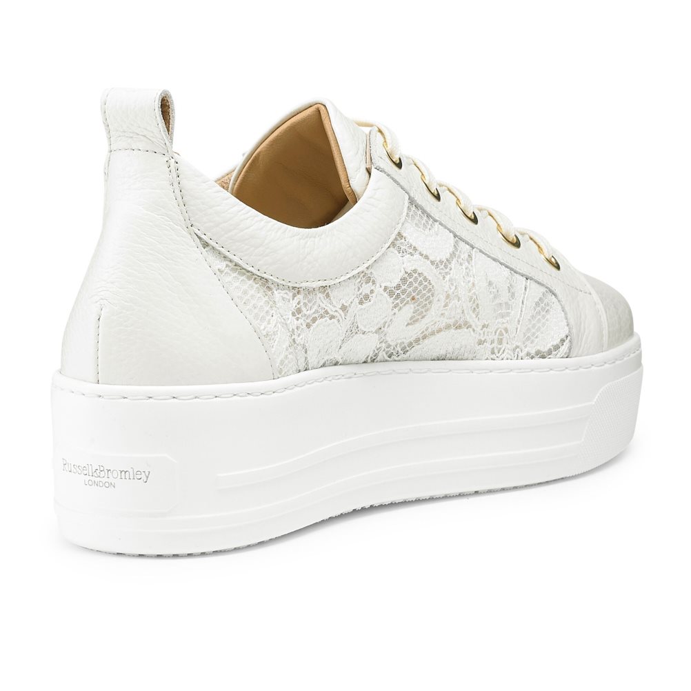 White Russell And Bromley Boardwalk Lace Women's Platform Shoes | CA-5764Z