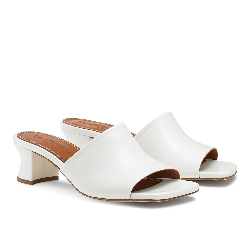 White Russell And Bromley Bon Bon Mid Block Women's Mules | CA-7123Z