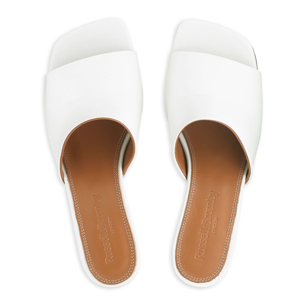 White Russell And Bromley Bon Bon Mid Block Women's Mules | CA-7123Z