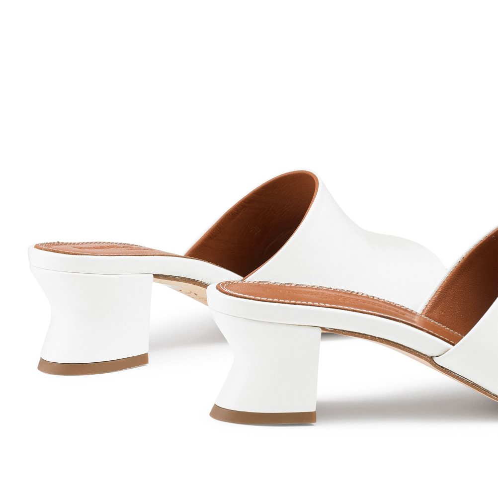 White Russell And Bromley Bon Bon Mid Block Women's Mules | CA-7123Z