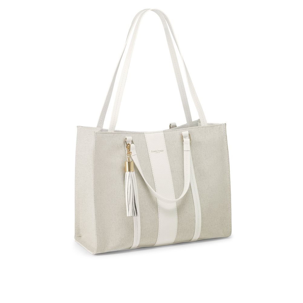 White Russell And Bromley Clarity Eco Boxy Shopper Women's Tote Bags | CA-3814Y