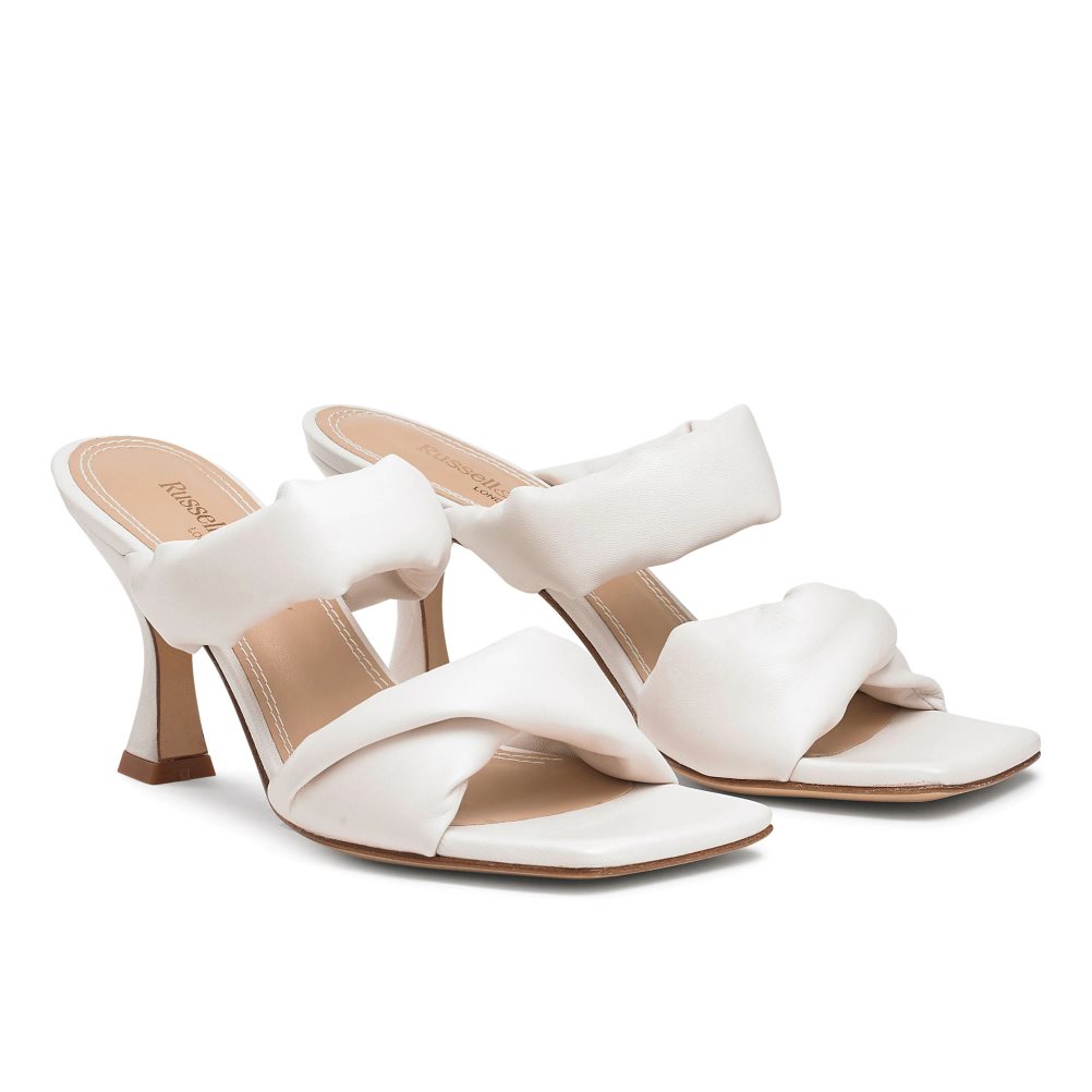 White Russell And Bromley Cocktail Puff Strap Women's Mules | CA-9564C