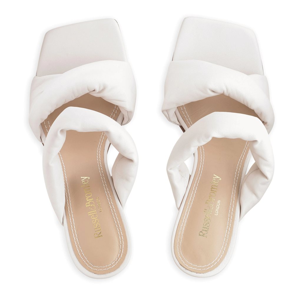 White Russell And Bromley Cocktail Puff Strap Women's Mules | CA-9564C