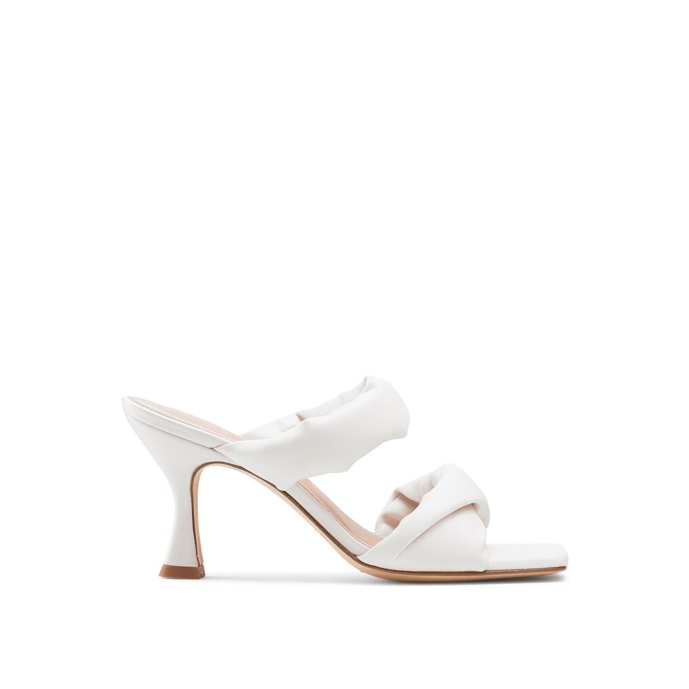 White Russell And Bromley Cocktail Puff Strap Women\'s Mules | CA-9564C