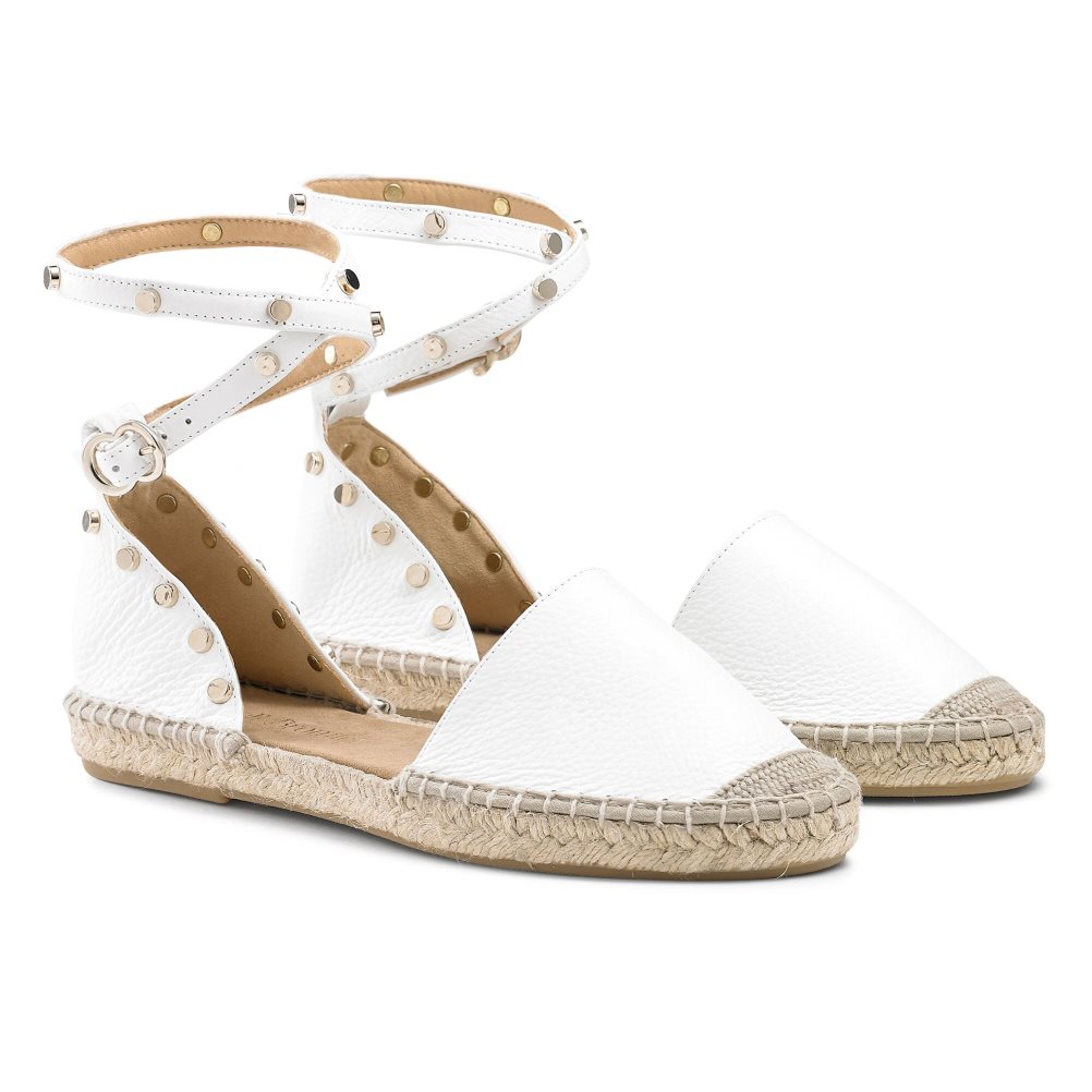 White Russell And Bromley Coin Wrap Ankle Wrap Women's Flat Sandals | CA-5084C