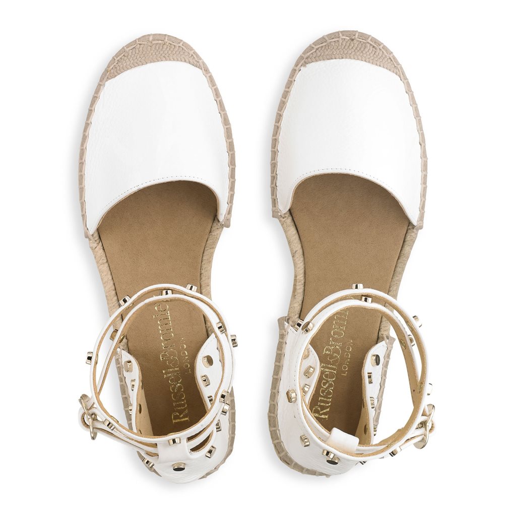 White Russell And Bromley Coin Wrap Ankle Wrap Women's Flat Sandals | CA-5084C