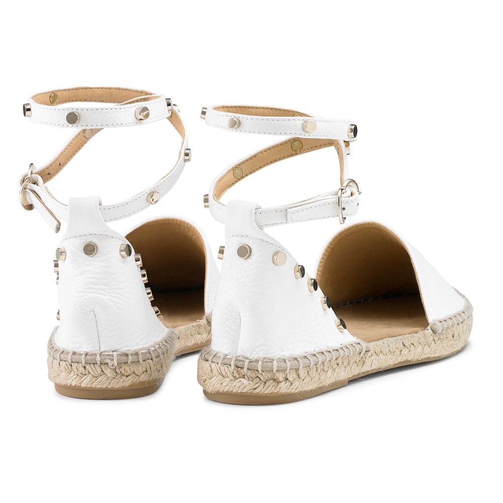 White Russell And Bromley Coin Wrap Ankle Wrap Women's Flat Sandals | CA-5084C