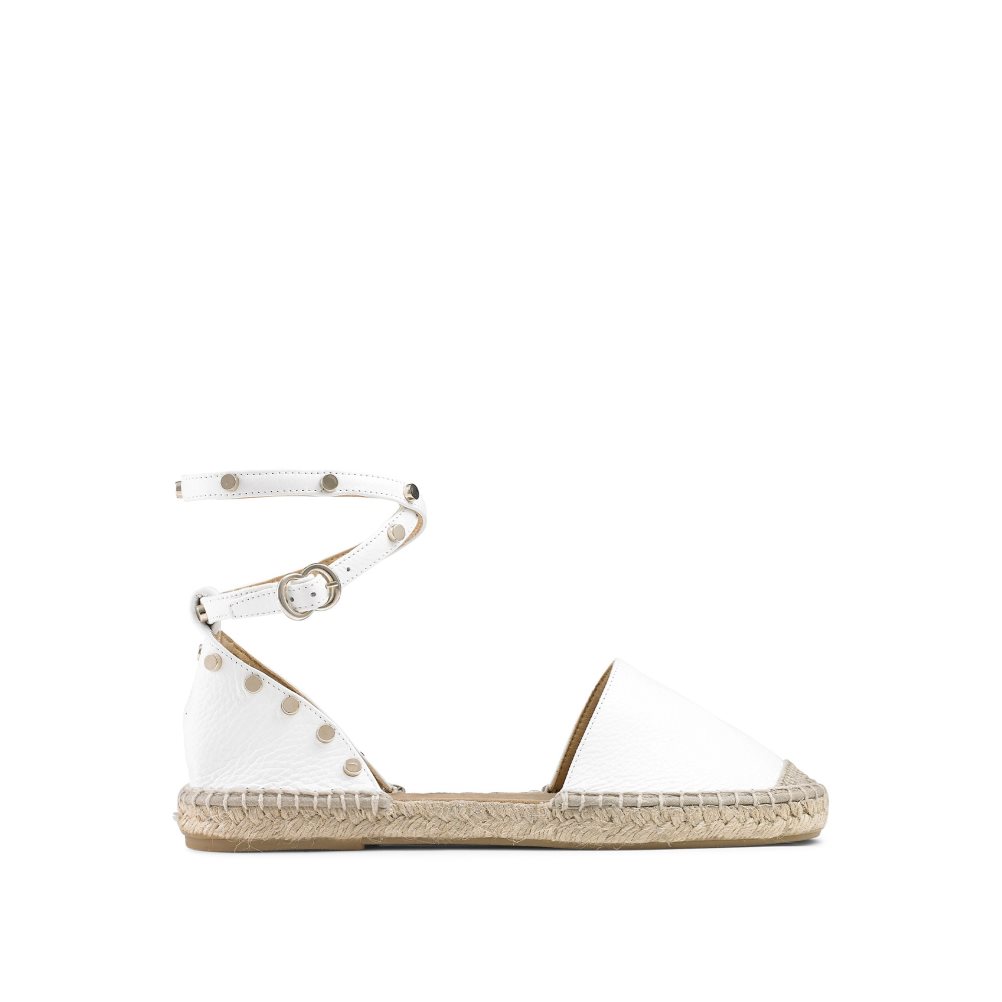 White Russell And Bromley Coin Wrap Ankle Wrap Women\'s Flat Sandals | CA-5084C