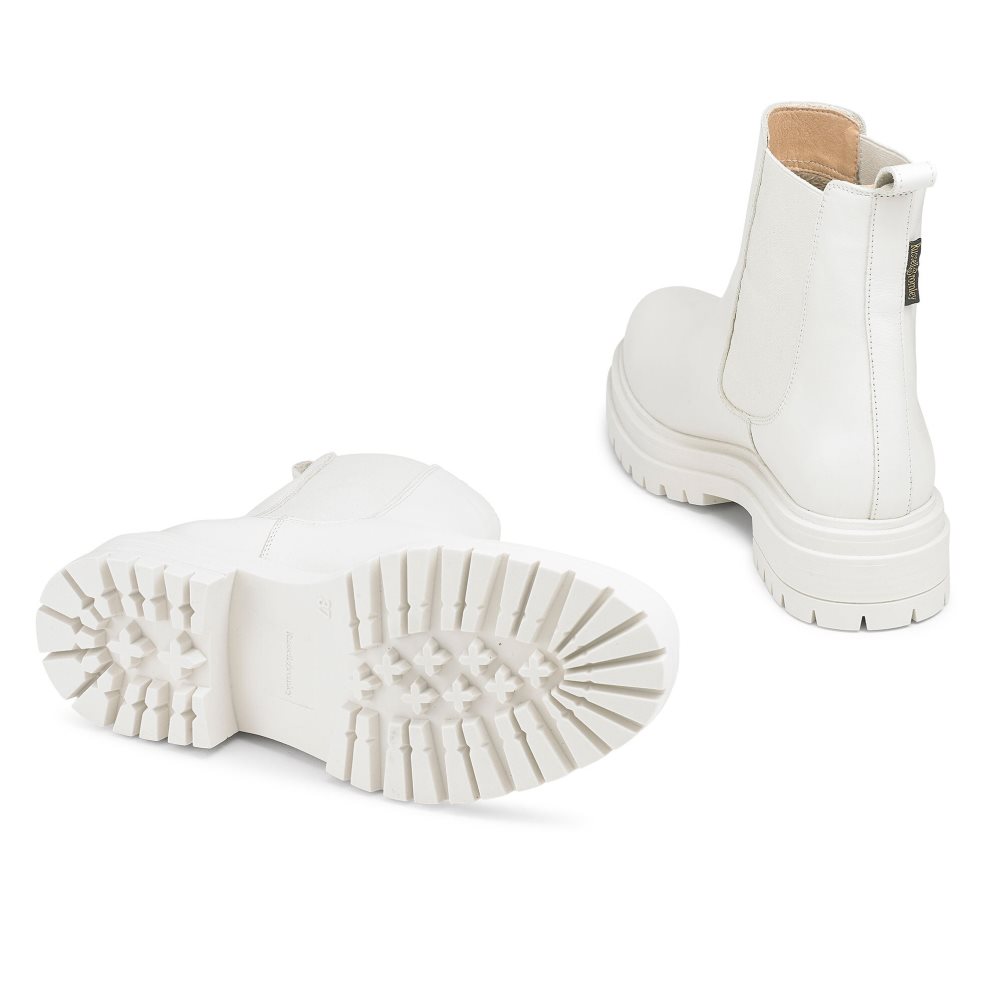 White Russell And Bromley Company Combat Women's Chelsea Boots | CA-2064K