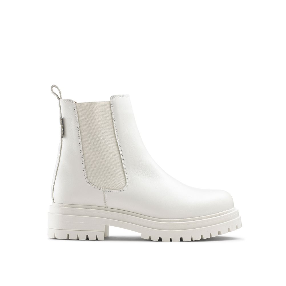 White Russell And Bromley Company Combat Women\'s Chelsea Boots | CA-2064K
