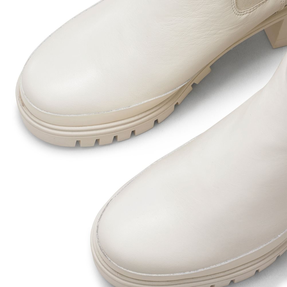 White Russell And Bromley Company Hi Heeled Combat Women's Chelsea Boots | CA-5061V