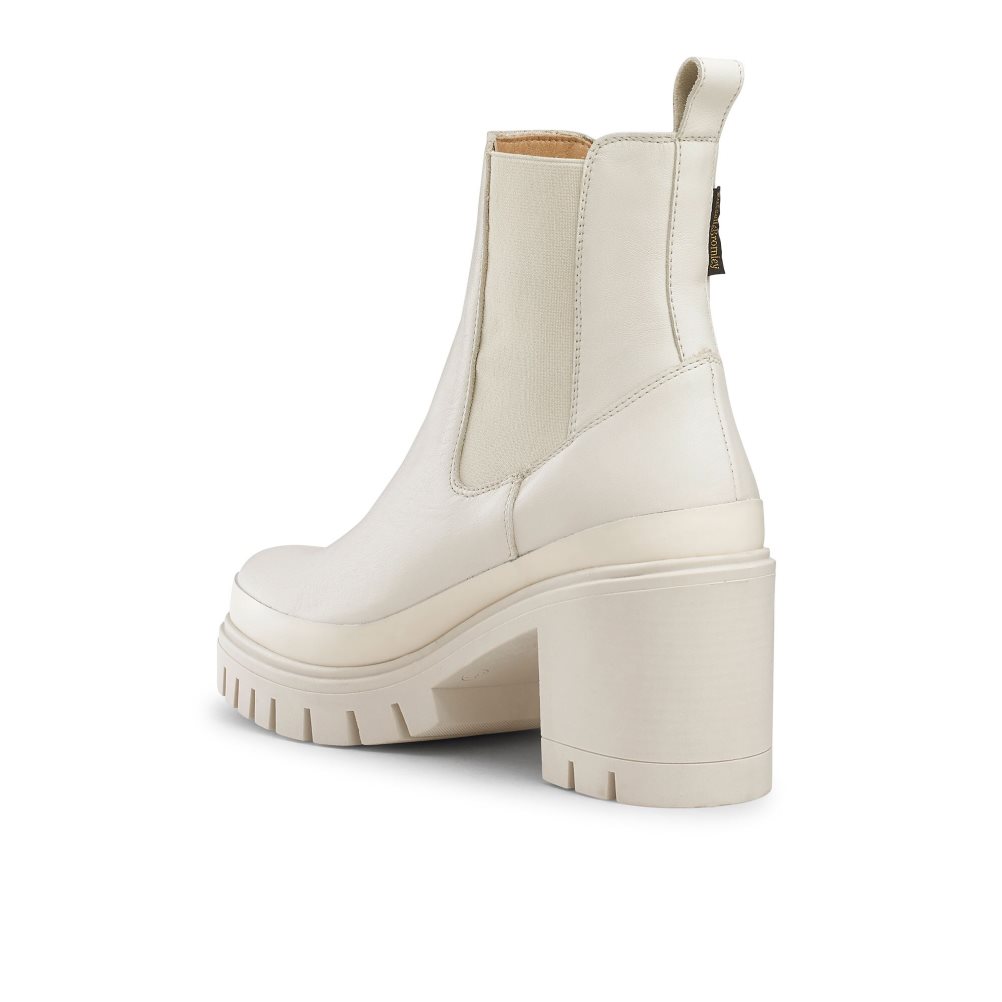 White Russell And Bromley Company Hi Heeled Combat Women's Chelsea Boots | CA-5061V