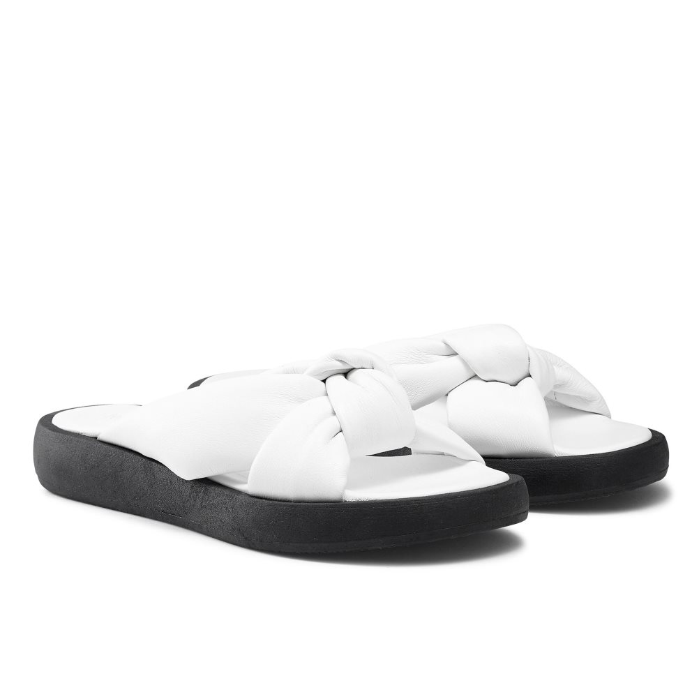 White Russell And Bromley Dallas Knot Women's Flat Sandals | CA-3985Q