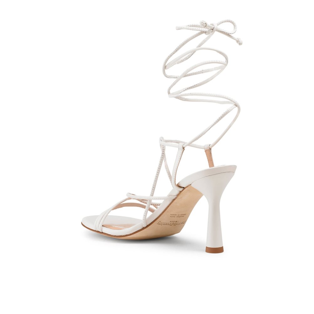 White Russell And Bromley Dragon Strappy Round Toe Women's Heels Sandals | CA-5741X