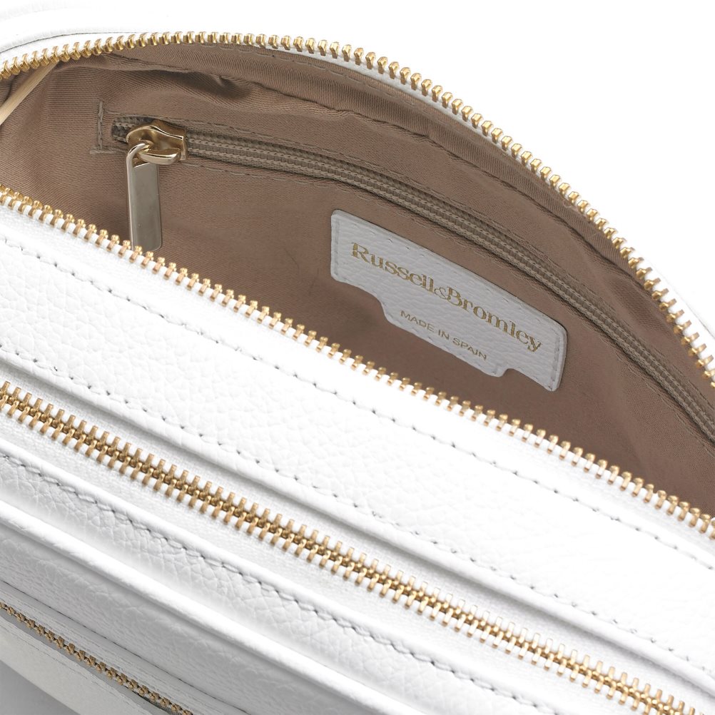White Russell And Bromley Dynamic Triple Zip Camera Women's Crossbody Bags | CA-3874K