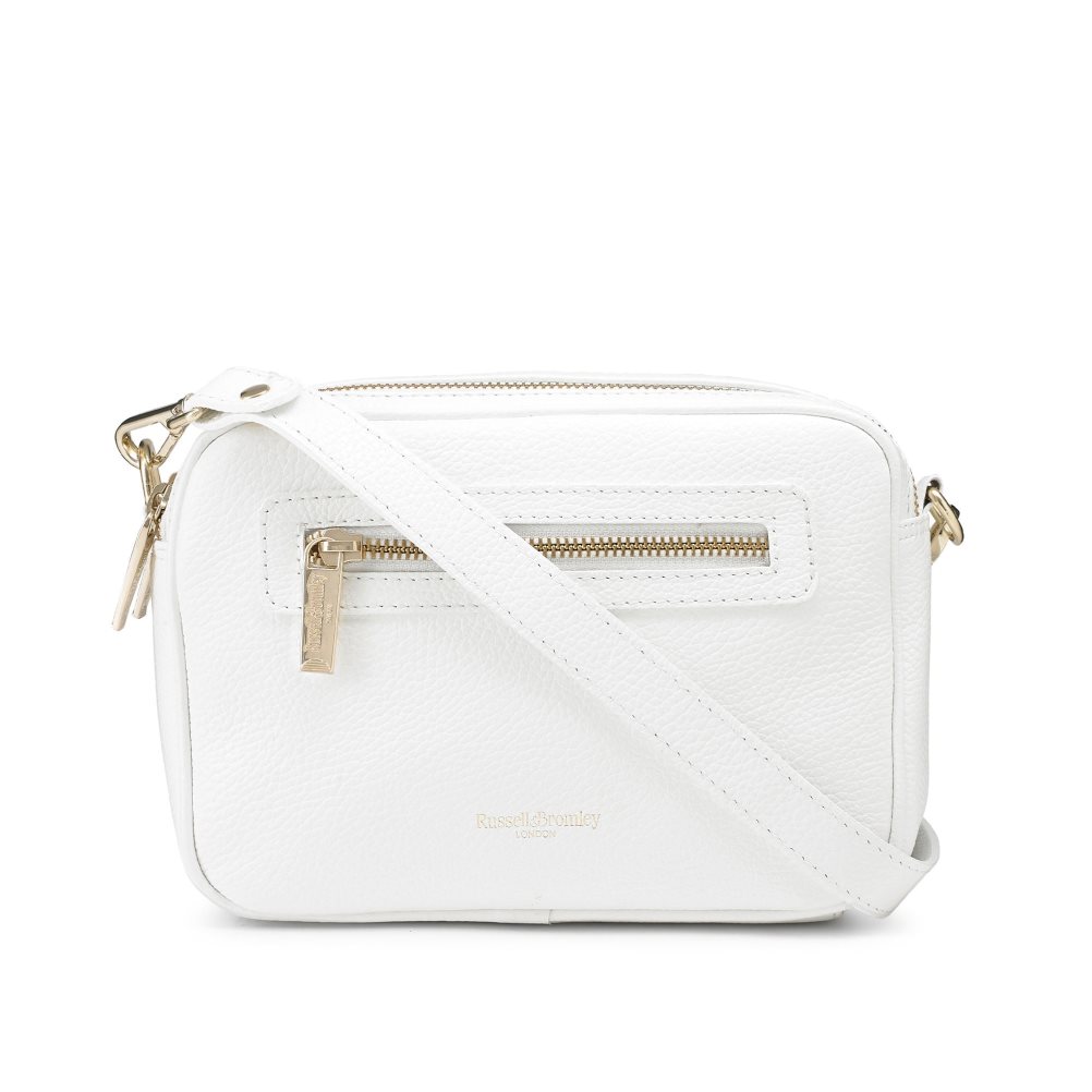 White Russell And Bromley Dynamic Triple Zip Camera Women\'s Crossbody Bags | CA-3874K