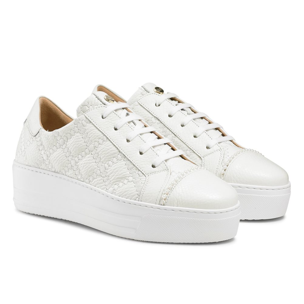 White Russell And Bromley Esplanade Lace Up Women's Platform Shoes | CA-1960T