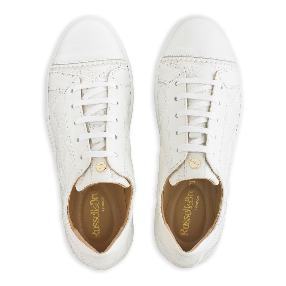 White Russell And Bromley Esplanade Lace Up Women's Platform Shoes | CA-1960T
