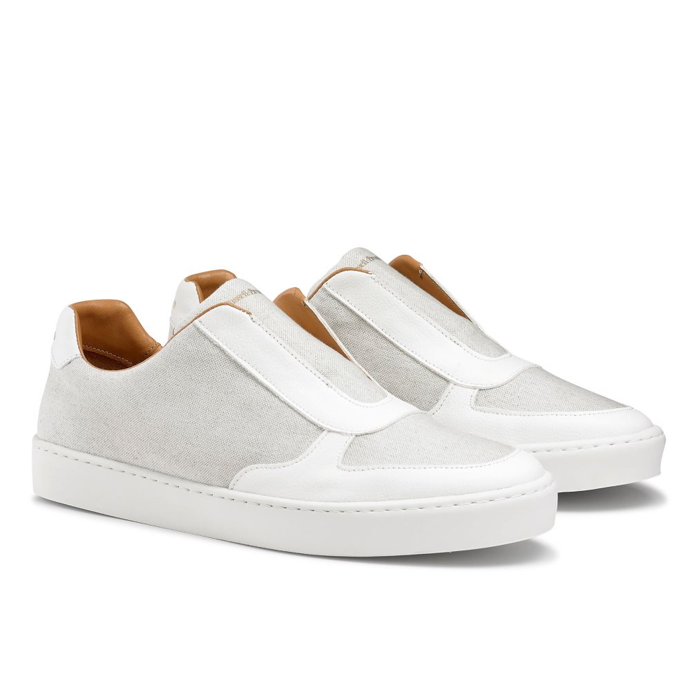 White Russell And Bromley Fifth Av.M Eco Laceless Men's Sneakers | CA-8379B