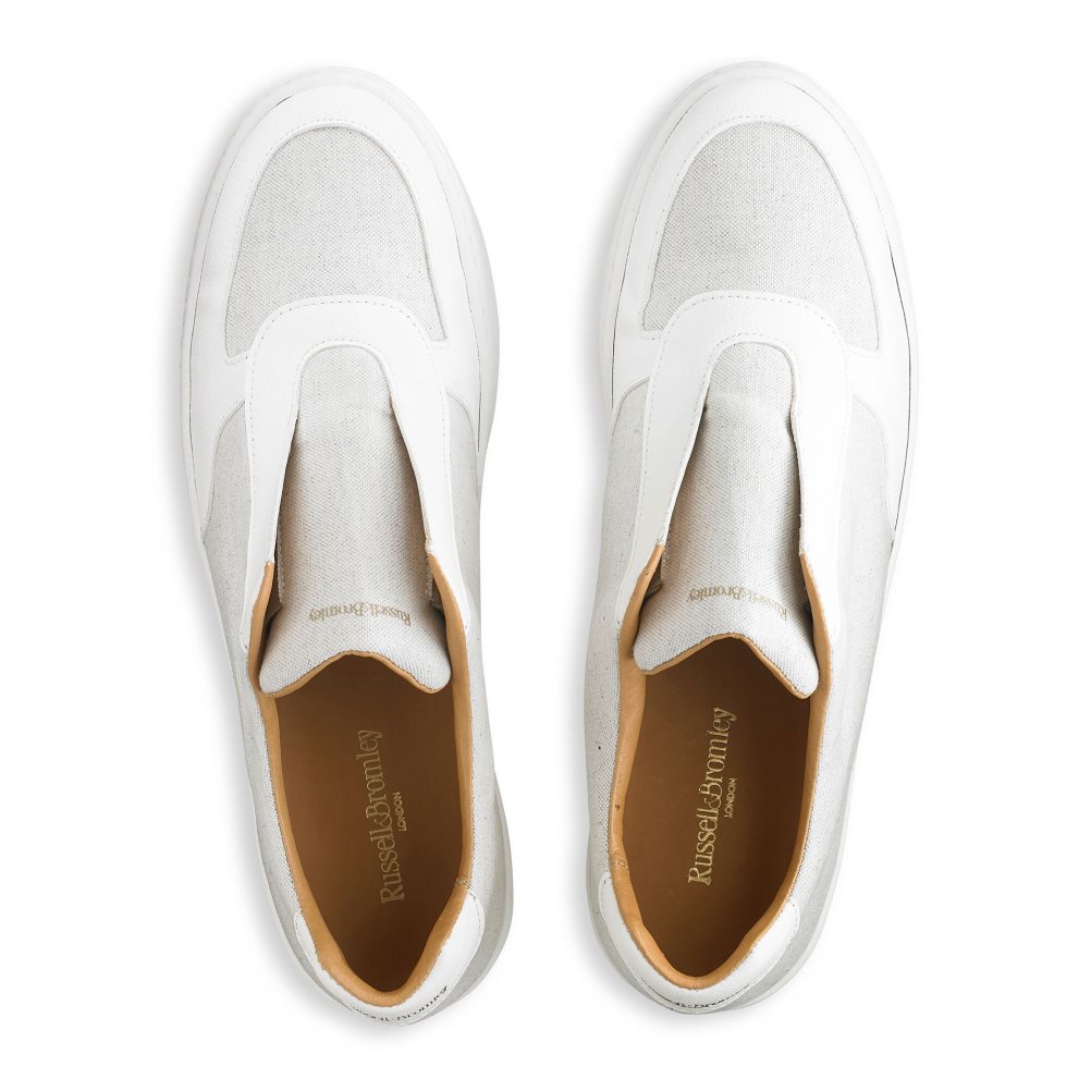 White Russell And Bromley Fifth Av.M Eco Laceless Men's Sneakers | CA-8379B