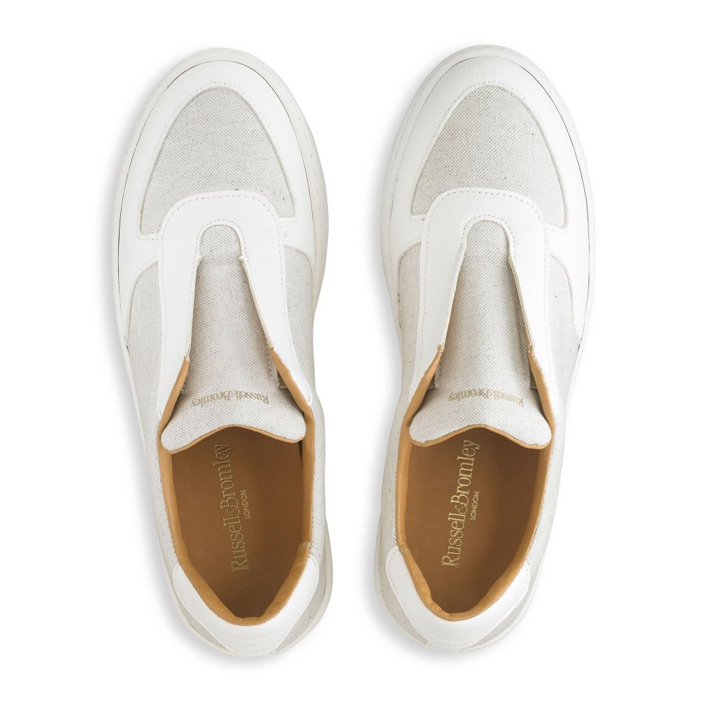 White Russell And Bromley Fifth Ave Eco Laceless Women's Sneakers | CA-0935X