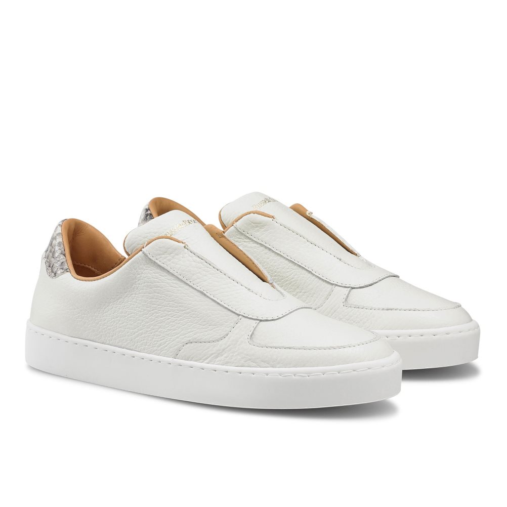 White Russell And Bromley Fifth Ave Laceless Women's Platform Shoes | CA-2356A