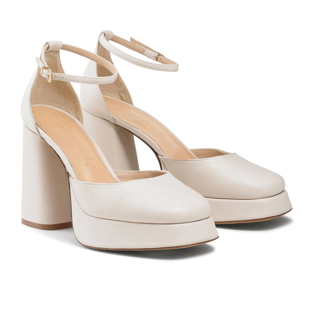 White Russell And Bromley Flawless Extreme Platform Women's Heels Sandals | CA-9120I