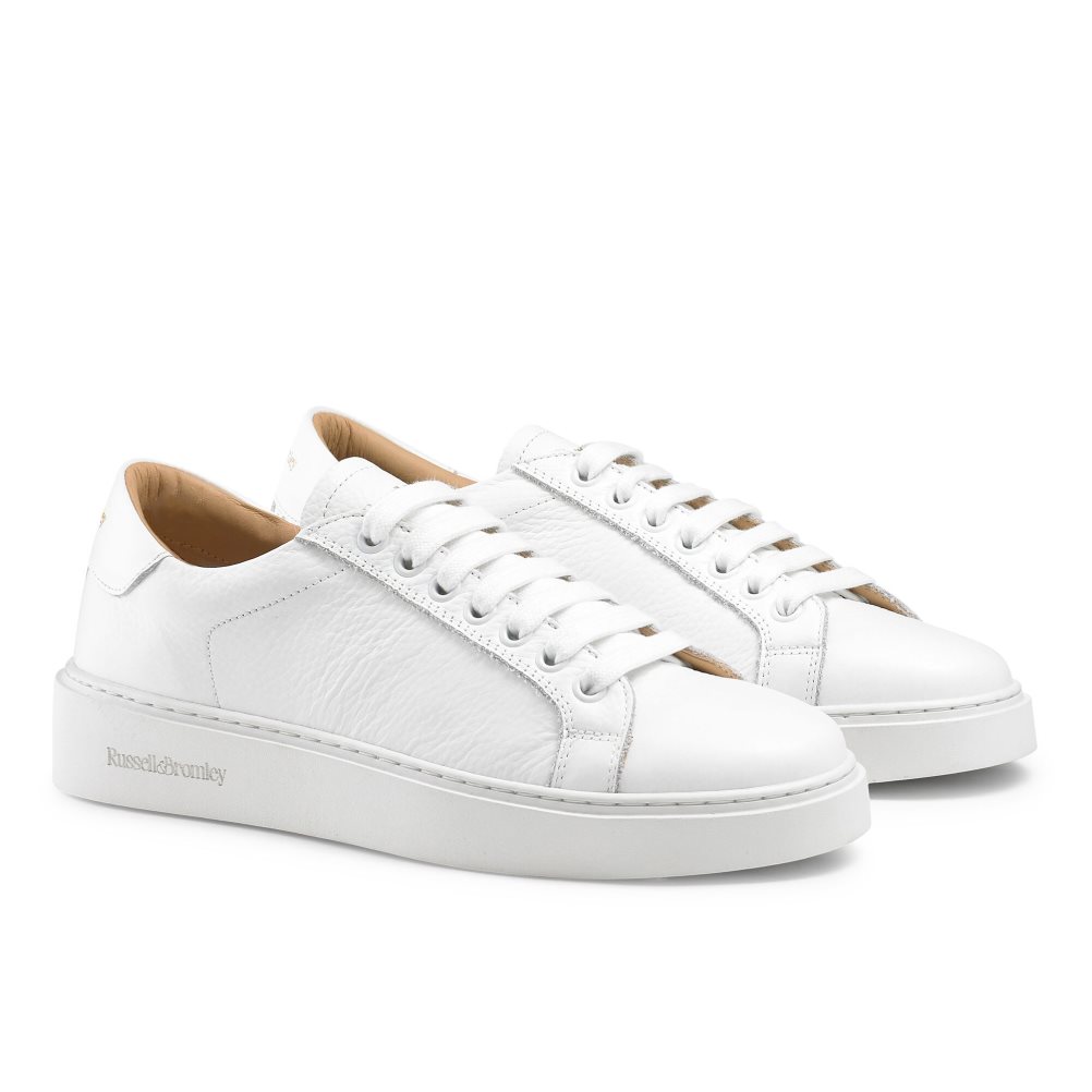 White Russell And Bromley Gleam Low Top Lace Up Women's Platform Shoes | CA-0931D