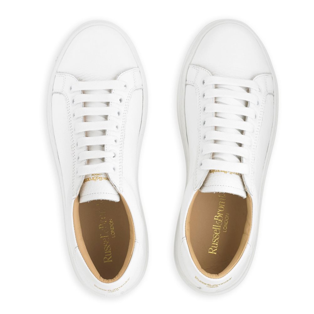 White Russell And Bromley Gleam Low Top Lace Up Women's Platform Shoes | CA-0931D