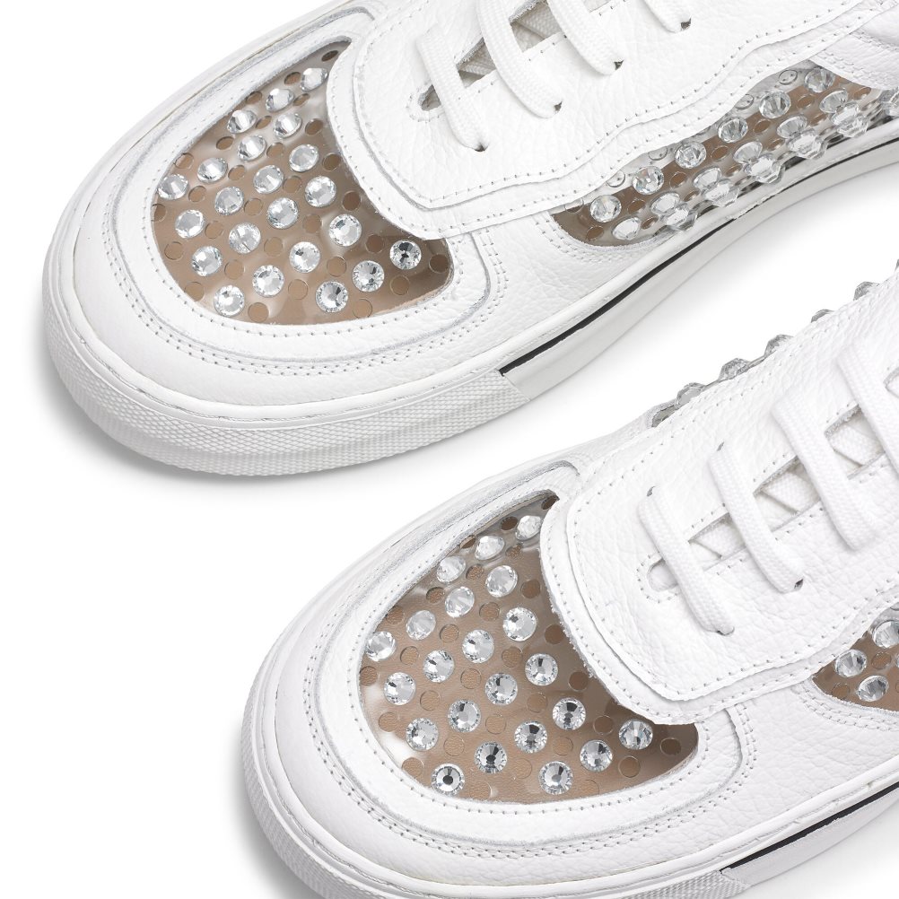 White Russell And Bromley Glossy Perspex Women's Sneakers | CA-2018Y