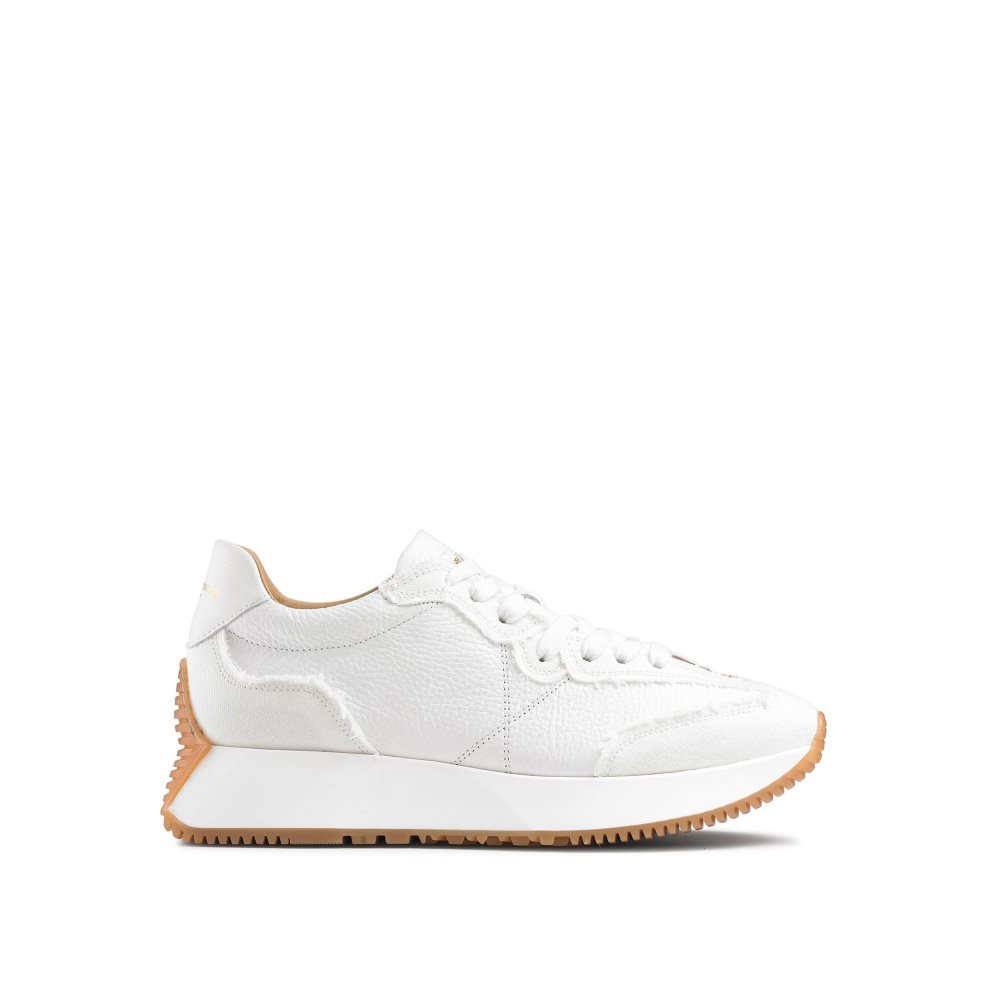 White Russell And Bromley Hourglass Flared Sole Women\'s Sneakers | CA-9831C