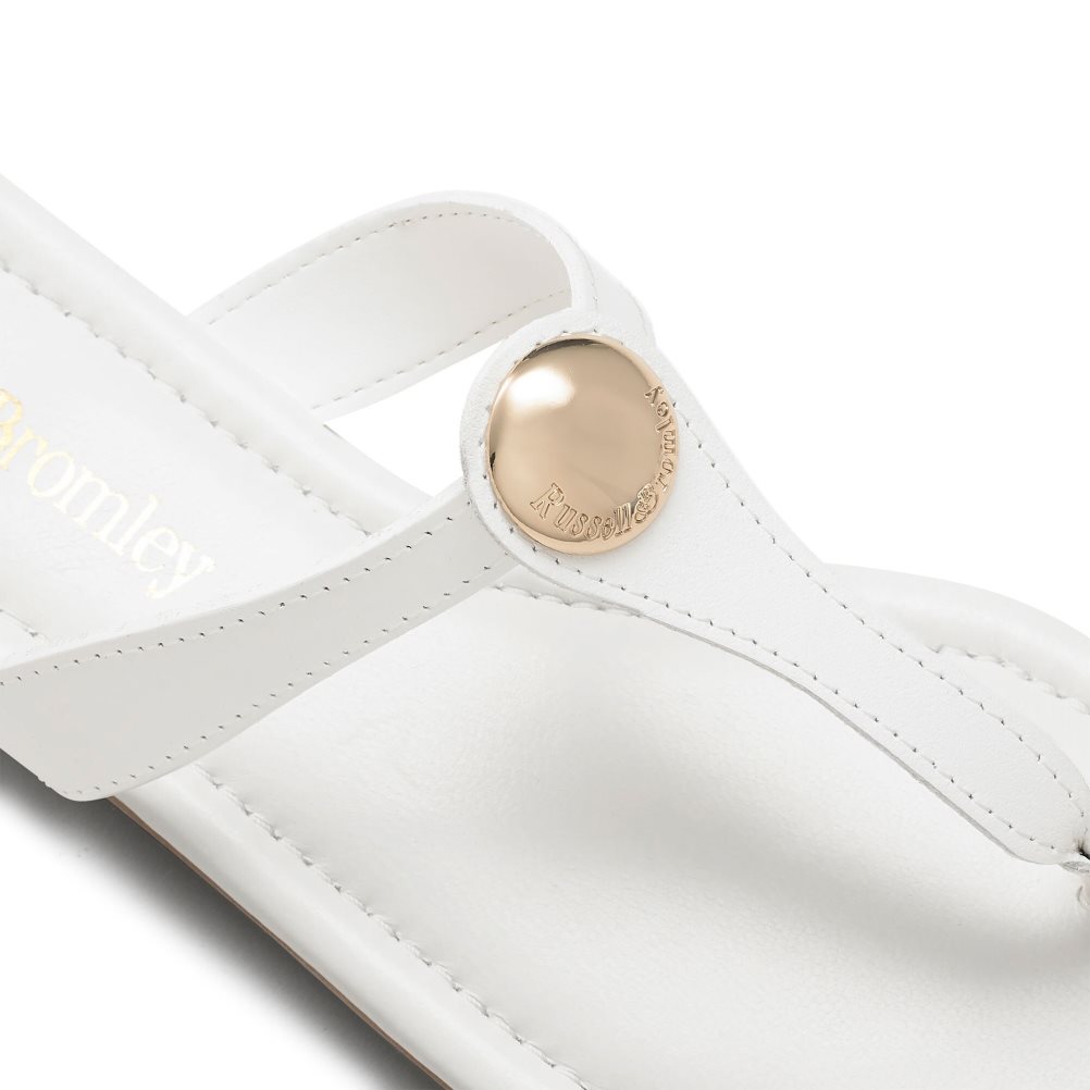 White Russell And Bromley Lauretta Disc Trim Toe Women's Flat Sandals | CA-2831L
