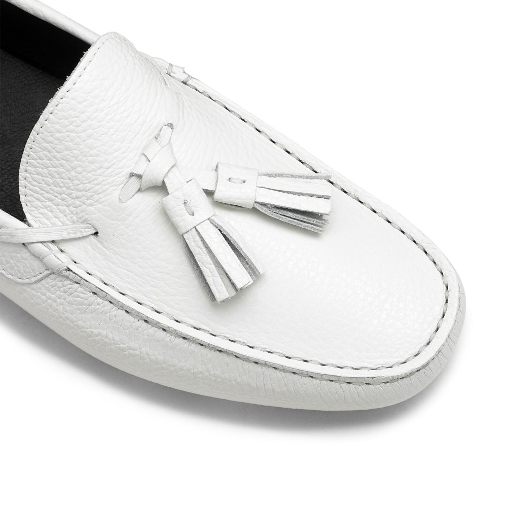 White Russell And Bromley Monza Tassel Men's Drivers Shoes | CA-9670T