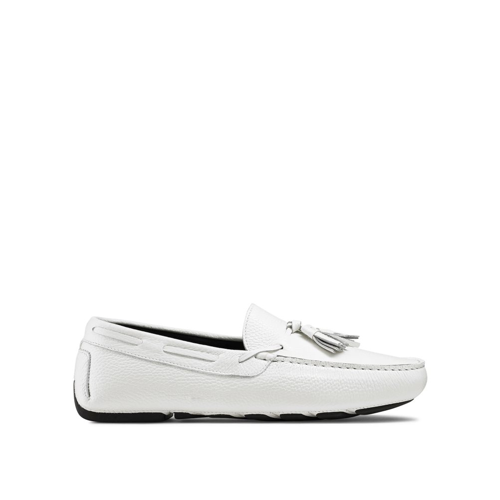 White Russell And Bromley Monza Tassel Men\'s Drivers Shoes | CA-9670T