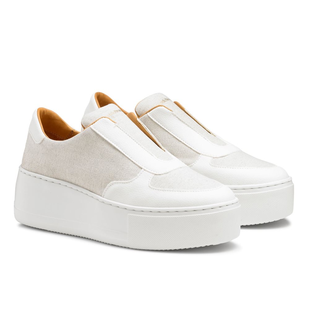 White Russell And Bromley Park Ave Eco Flatform Women's Platform Shoes | CA-9127Q