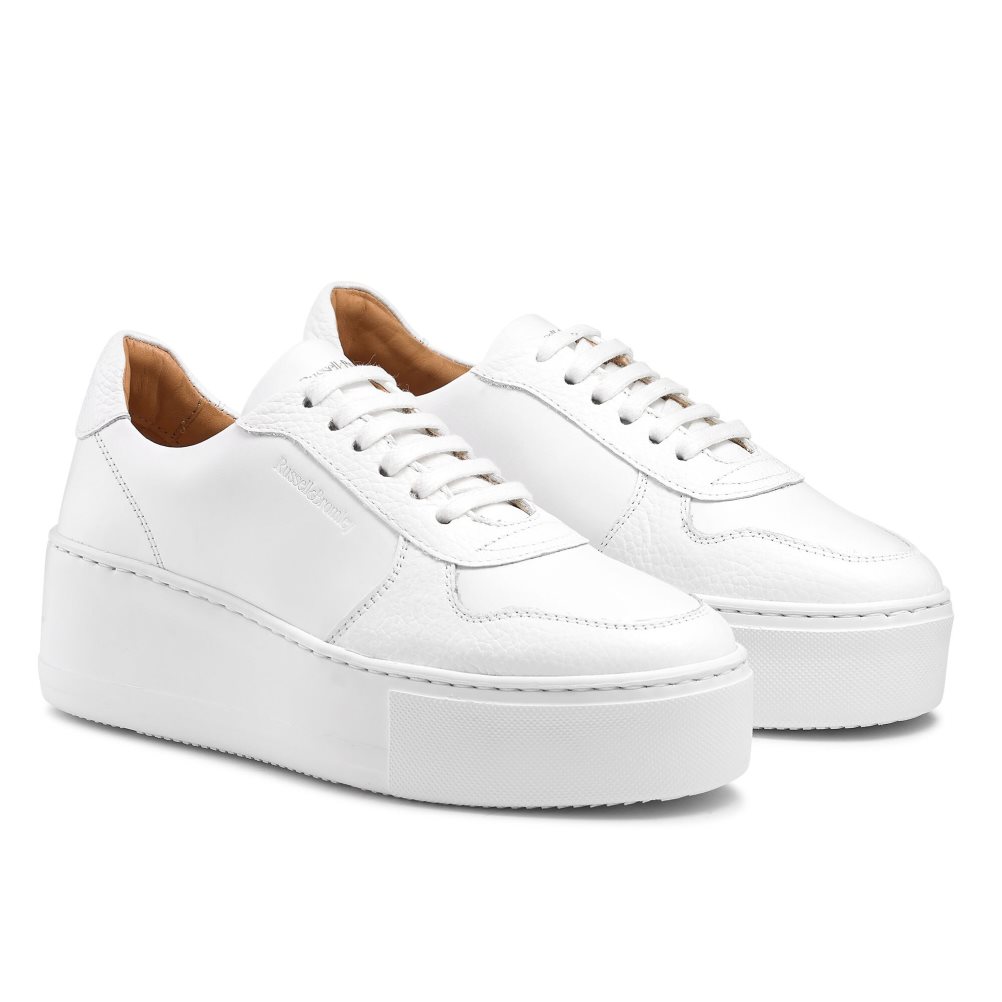 White Russell And Bromley Park Lace Lace-up Women's Platform Shoes | CA-0394J