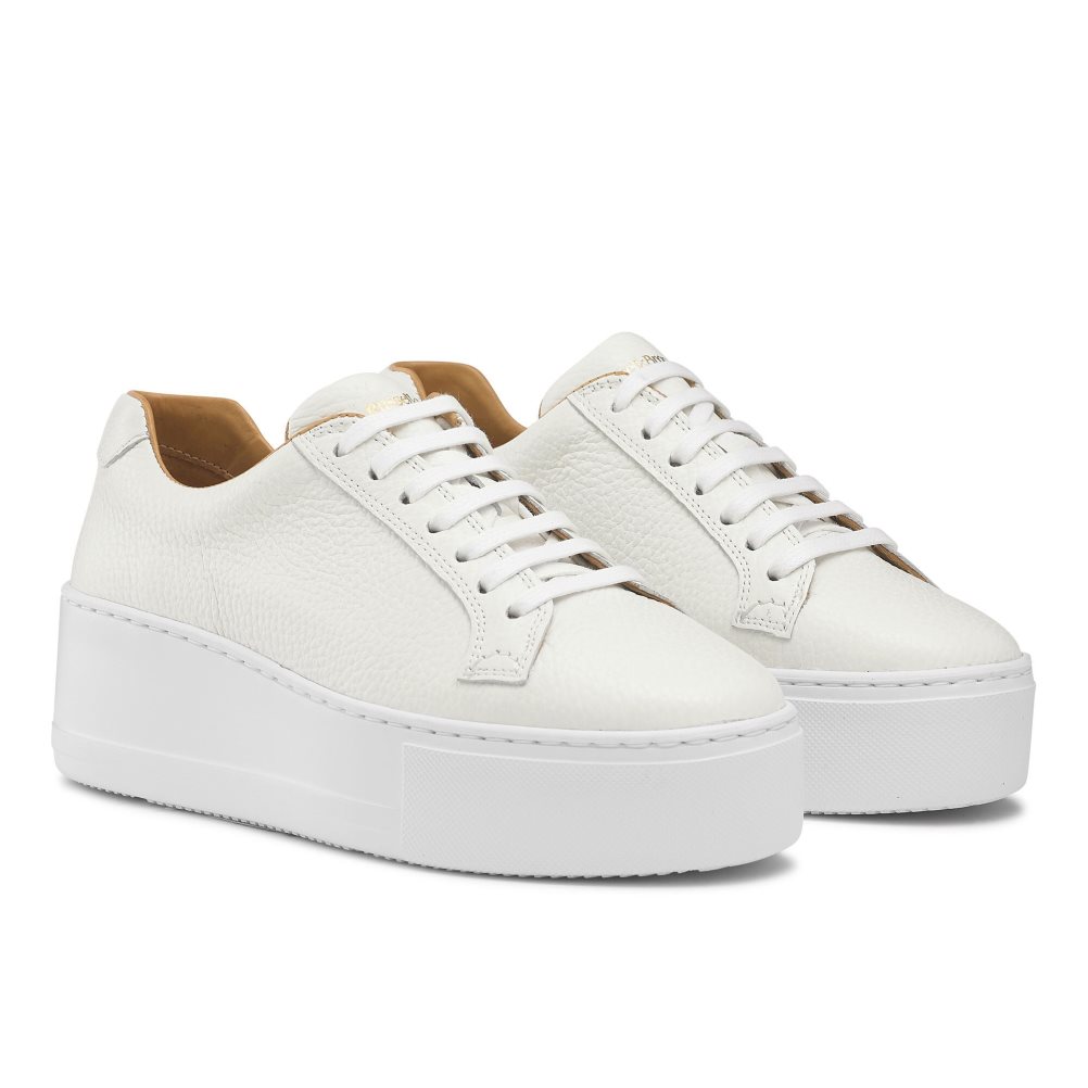 White Russell And Bromley Park Life Lace-up Flatform Women's Platform Shoes | CA-1346Y