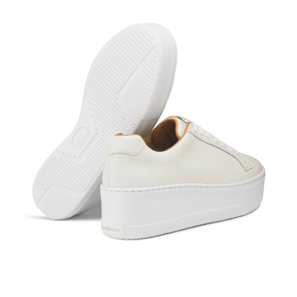 White Russell And Bromley Park Life Lace-up Flatform Women's Platform Shoes | CA-1346Y