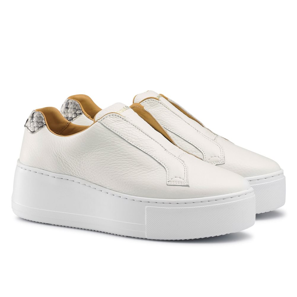 White Russell And Bromley Park Up Flatform Laceless Women's Platform Shoes | CA-2508Z
