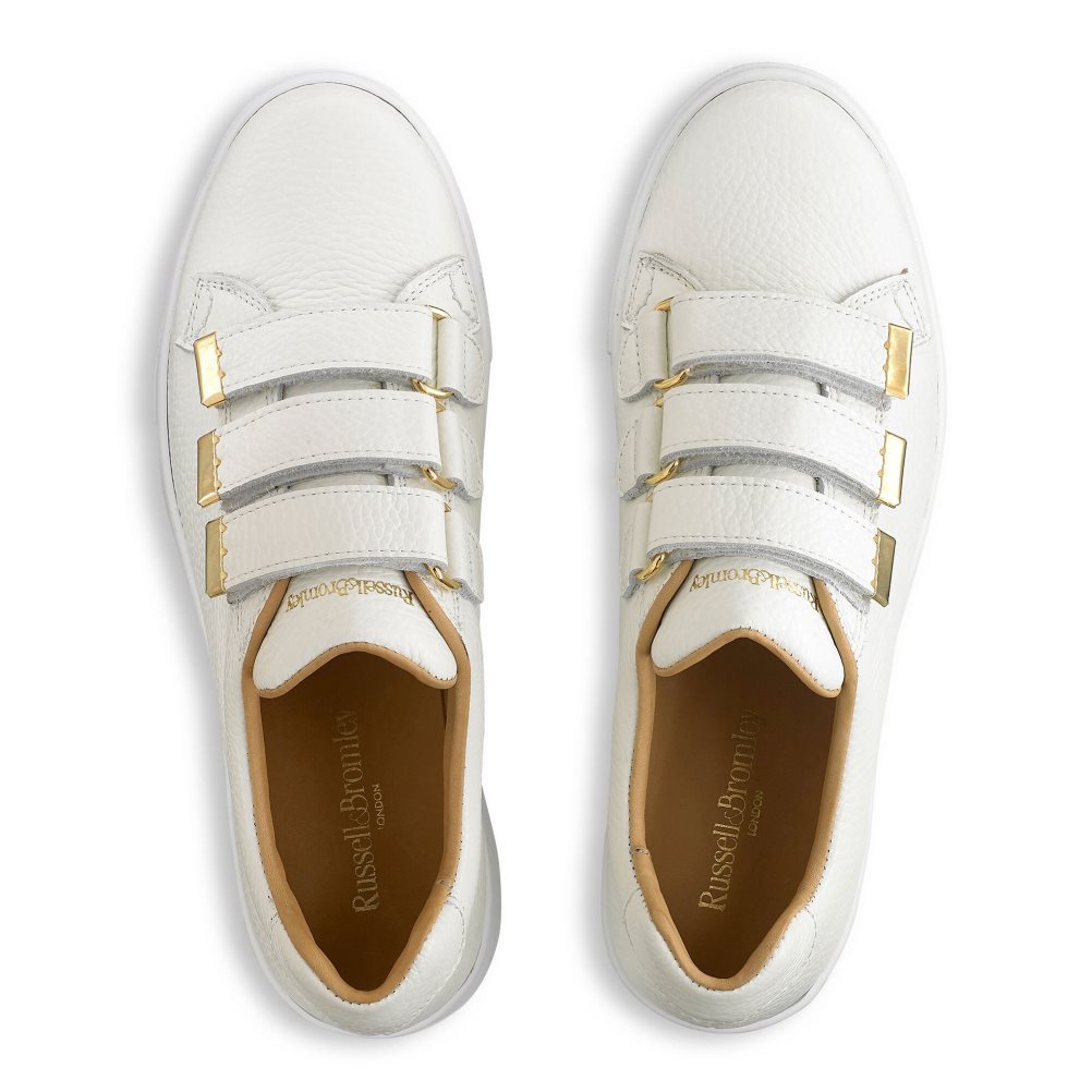 White Russell And Bromley Parktrio Velcro Strap Women's Platform Shoes | CA-6109K